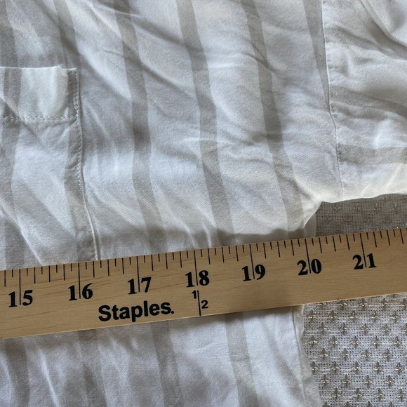 Maeve Sandbridge Anthropologie Button Down Blouse Tie Front White Tan XS - Picture 9 of 11